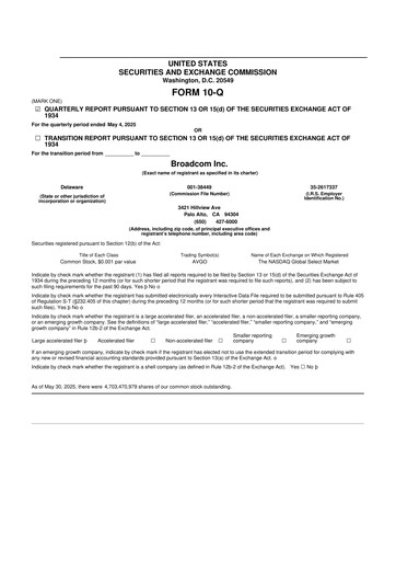Thumbnail Broadcom 10-Q Quarterly Report FY2025 