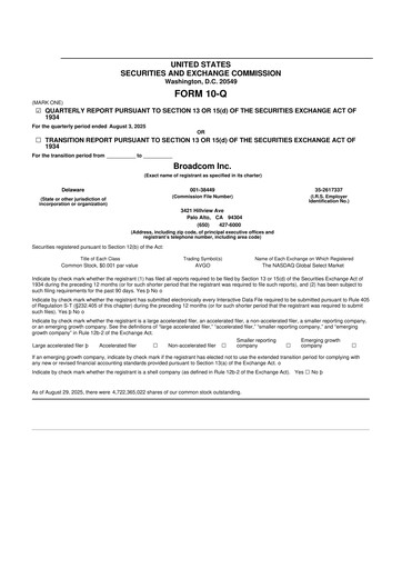 Thumbnail Broadcom 10-Q Quarterly Report FY2025 