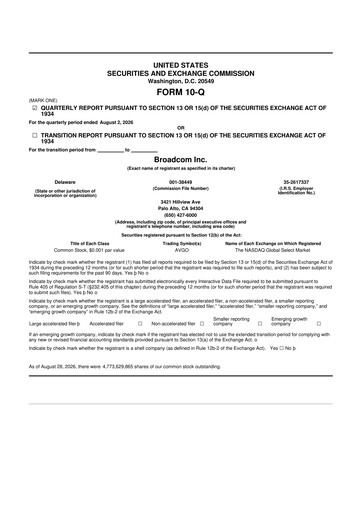 Thumbnail Broadcom 10-Q Quarterly Report FY2026 