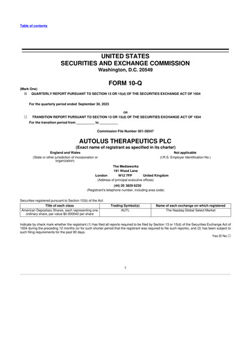 Thumbnail Autolus Therapeutics 10-Q Quarterly Report FY 