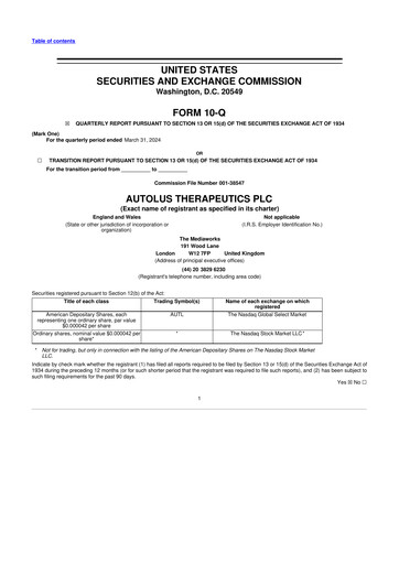Thumbnail Autolus Therapeutics 10-Q Quarterly Report FY 