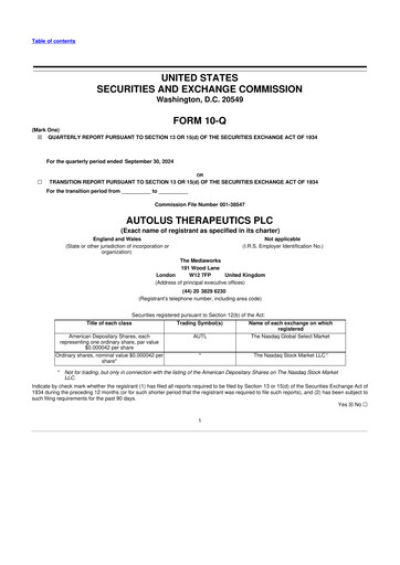 Thumbnail Autolus Therapeutics 10-Q Quarterly Report FY 