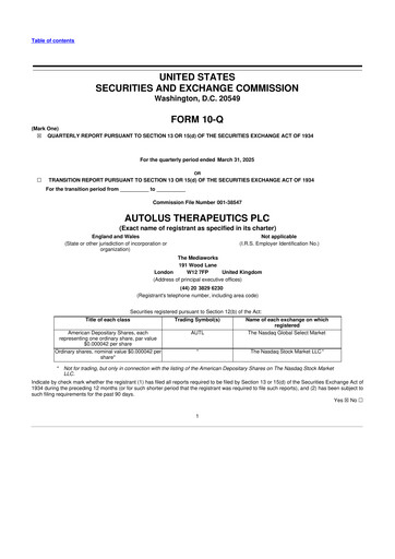 Thumbnail Autolus Therapeutics 10-Q Quarterly Report FY 