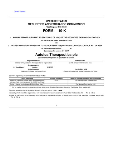 Thumbnail Autolus Therapeutics 10-K Annual Report 