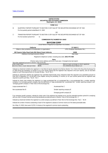 Thumbnail BayCom (United Business Bank) 10-Q Quarterly Report FY2022 