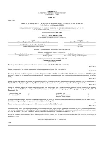 Thumbnail Anavex Life Sciences
 10-K Annual Report 2020
