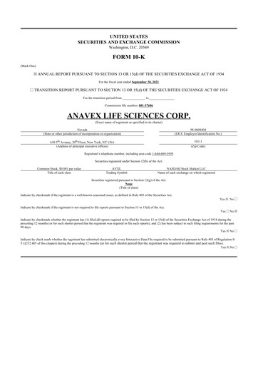 Thumbnail Anavex Life Sciences
 10-K Annual Report 2021