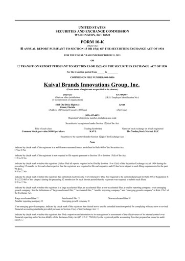 Thumbnail Kaival Brands Innovations 10-K Annual Report 2021