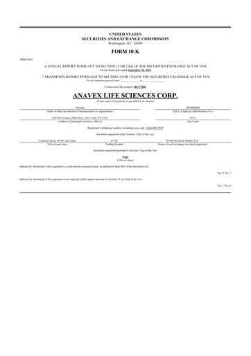 Thumbnail Anavex Life Sciences
 10-K Annual Report 2024