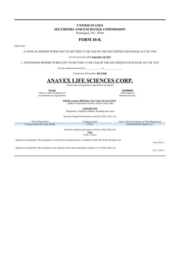 Thumbnail Anavex Life Sciences
 10-K Annual Report 2025