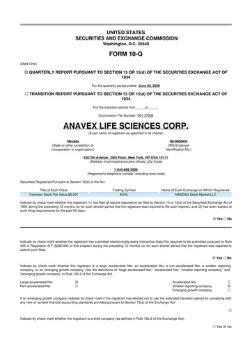 Thumbnail Anavex Life Sciences
 10-Q Quarterly Report FY2026 