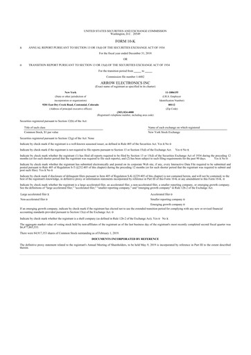 Thumbnail Arrow Electronics
 10-K Annual Report 2018