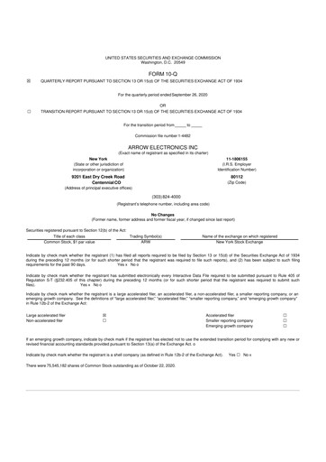 Thumbnail Arrow Electronics
 10-Q Quarterly Report FY2020 