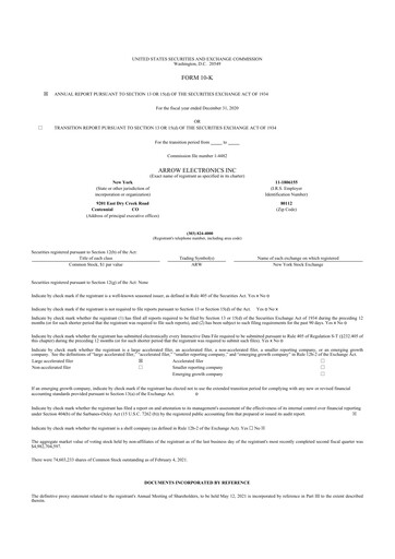 Thumbnail Arrow Electronics
 10-K Annual Report 2020