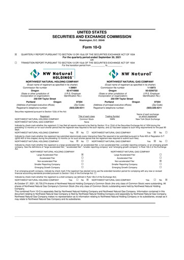 Thumbnail NW Natural Holdings 10-Q Quarterly Report FY 