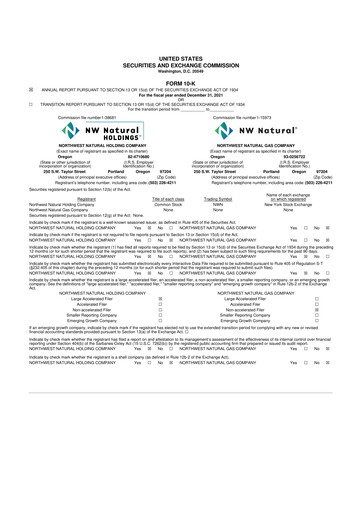 Thumbnail NW Natural Holdings 10-K Annual Report 