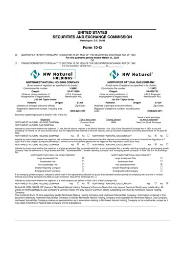 Thumbnail NW Natural Holdings 10-Q Quarterly Report FY 