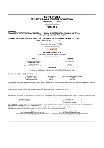 Thumbnail Amerant Bancorp 10-Q Quarterly Report FY2021 