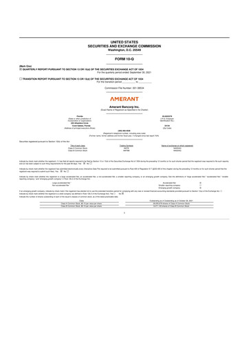 Thumbnail Amerant Bancorp 10-Q Quarterly Report FY2021 