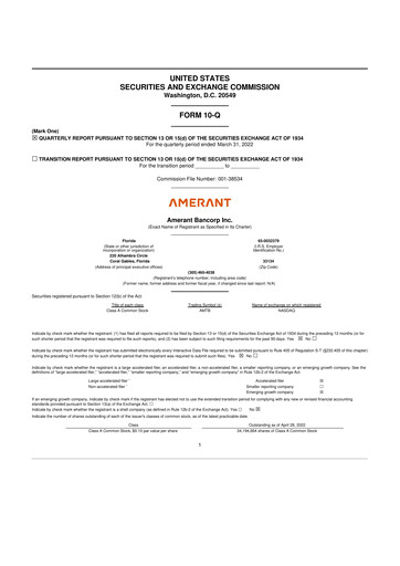 Thumbnail Amerant Bancorp 10-Q Quarterly Report FY2022 