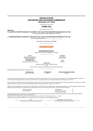 Thumbnail Amerant Bancorp 10-Q Quarterly Report FY2022 