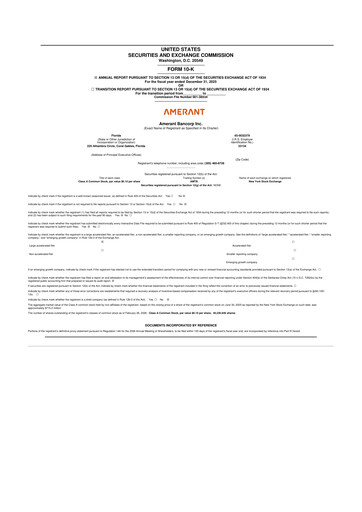Thumbnail Amerant Bancorp 10-K Annual Report 2025