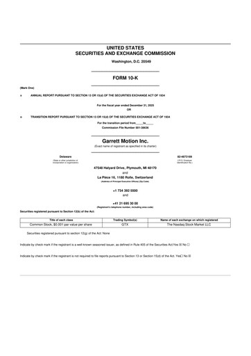 Thumbnail Garrett Motion 10-K Annual Report 