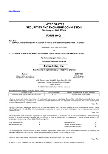 Thumbnail Astera Labs 10-Q Quarterly Report FY2025 