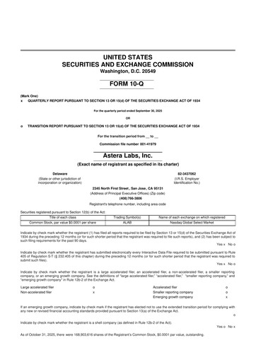 Thumbnail Astera Labs 10-Q Quarterly Report FY2025 