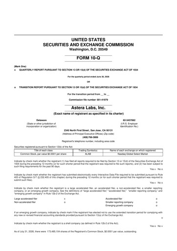 Miniature Astera Labs 10-Q Rapport trimestriel 2026 