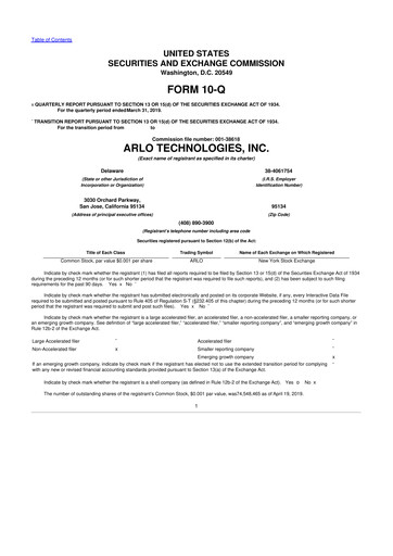 Thumbnail Arlo Technologies
 10-Q Quarterly Report FY2019 