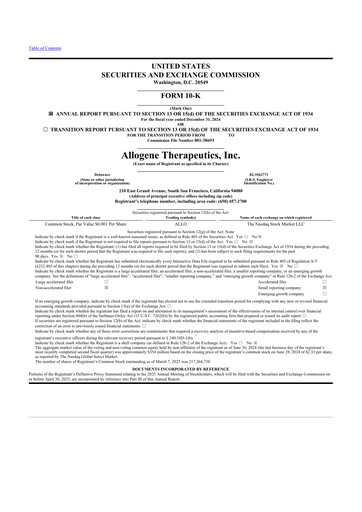 Thumbnail Allogene Therapeutics
 10-K Annual Report 2024