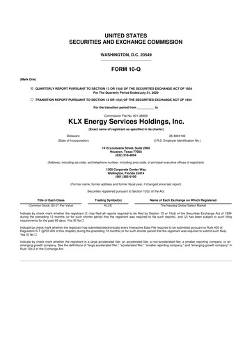 Thumbnail KLX Energy Services 10-Q Quarterly Report FY 