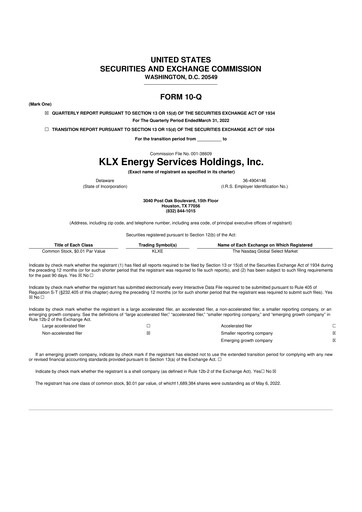 Thumbnail KLX Energy Services 10-Q Quarterly Report FY 