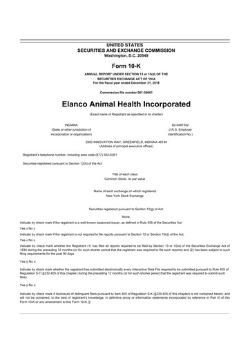 Thumbnail Elanco 10-K Annual Report 2018