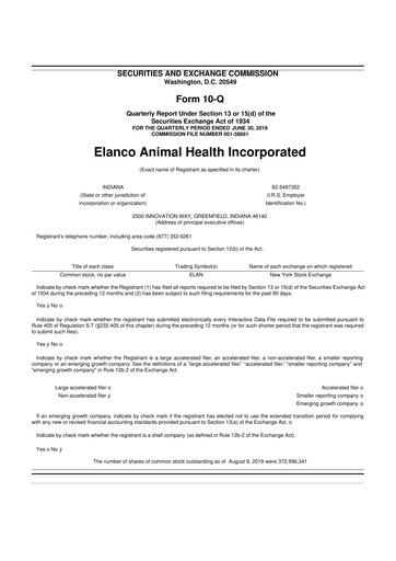 Thumbnail Elanco 10-Q Quarterly Report FY2019 