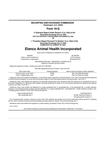 Thumbnail Elanco 10-Q Quarterly Report FY2020 