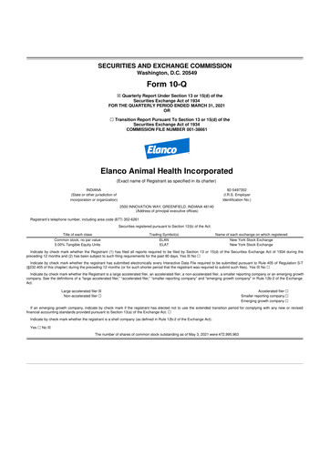 Thumbnail Elanco 10-Q Quarterly Report FY2021 