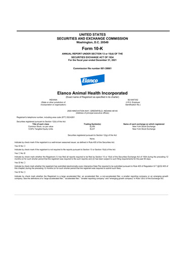 Thumbnail Elanco 10-K Annual Report 2021