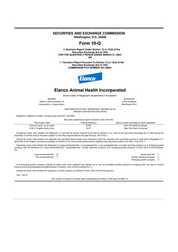 Thumbnail Elanco 10-Q Quarterly Report FY2022 