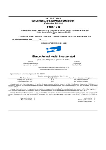 Thumbnail Elanco 10-Q Quarterly Report FY2022 