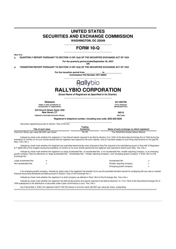 Thumbnail Rallybio 10-Q Quarterly Report FY 