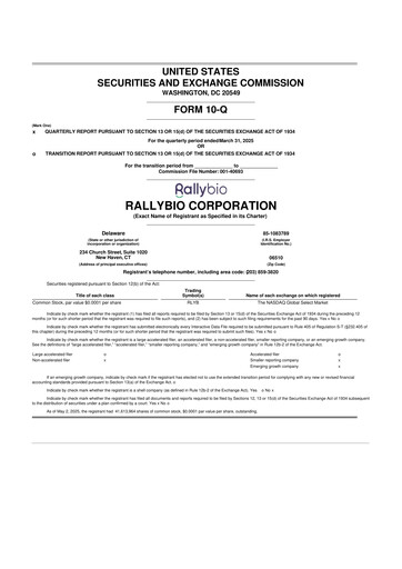 Thumbnail Rallybio 10-Q Quarterly Report FY 
