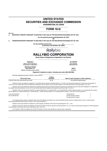 Thumbnail Rallybio 10-Q Quarterly Report FY 