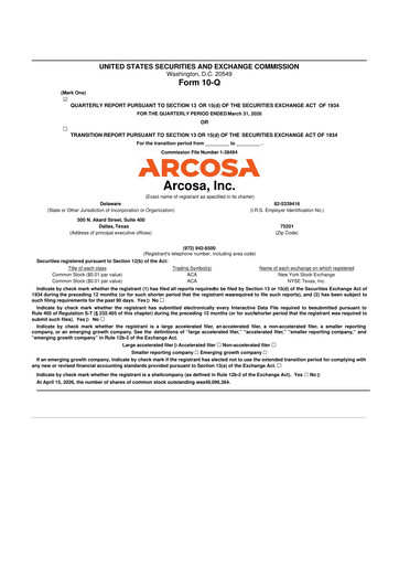 Thumbnail Arcosa
 10-Q Quarterly Report FY 