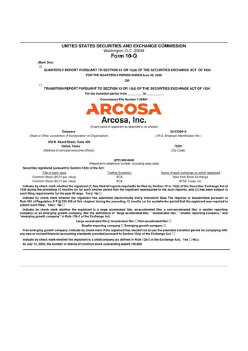 Thumbnail Arcosa
 10-Q Quarterly Report FY2026 