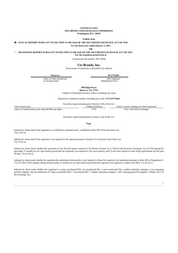 Thumbnail Utz Brands 10-K Annual Report 2021