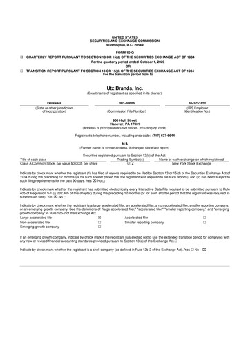 Thumbnail Utz Brands 10-Q Quarterly Report FY2023 