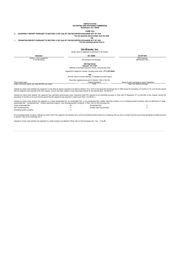 Thumbnail Utz Brands 10-Q Quarterly Report FY2025 