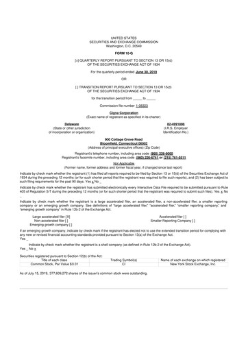 Thumbnail The Cigna Group 10-Q Quarterly Report FY2019 